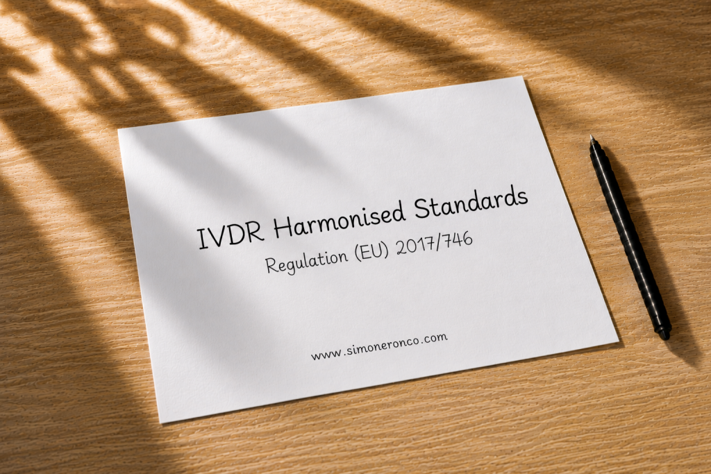 Sheet with the title IVDR Harmonised Standards and reference to Regulation (EU) 2017/746