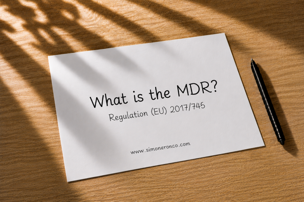 Sheet with the title What is the MDR? and reference to Regulation (EU) 2017/745, medical devices