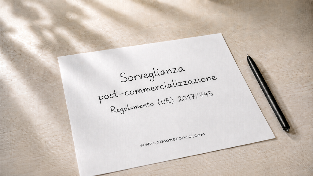 Foglio con il titolo Sorveglianza post-commercializzazione Regolamento (UE) 2017/745