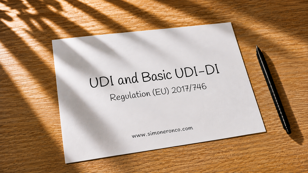 Sheet with the title UDI and Basic UDI-DI Regulation (EU) 2017/746