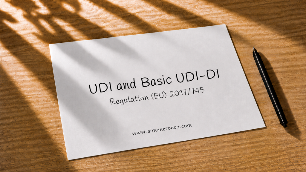 Sheet with the title UDI and Basic UDI-DI Regulation (EU) 2017/745