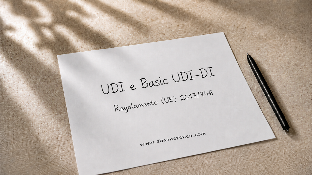 Foglio con il titolo UDI e Basic UDI-DI Regolamento (UE) 2017/746