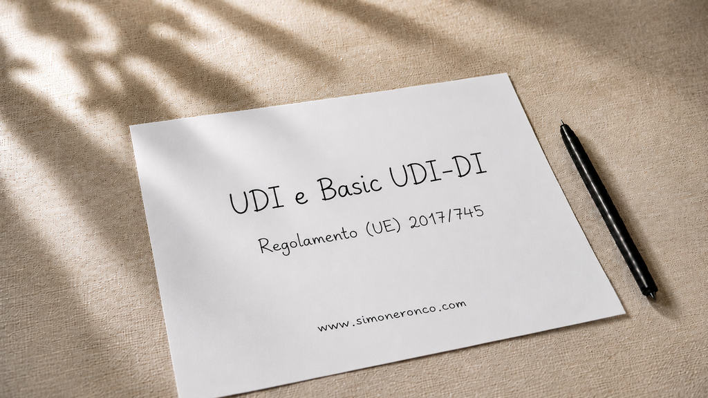 Foglio con il titolo UDI e Basic UDI-DI Regolamento (UE) 2017/745